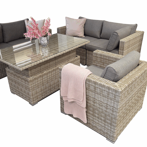 Rattan szett SEVILLA 5 személyes (bézs)