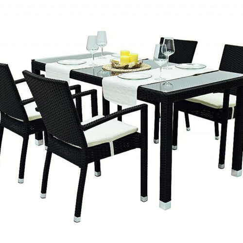 Kerti rattan meghatározott NAPOLI II. 1 + 4 (fekete)