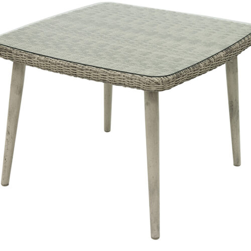 Kerti rattan asztal üveggel VICTORIA 100 x 100 cm (szürke)
