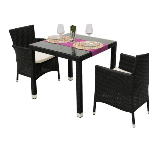 Garden rattan szerelvény MODENA I. 1 + 2 (fekete)