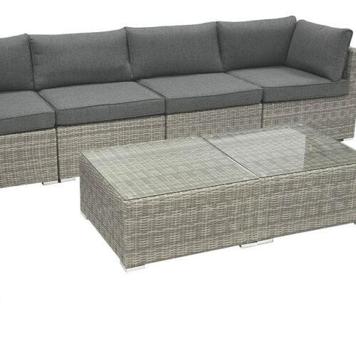 Rattan változó készlet SEVILLA 6 fő számára (szürke)
