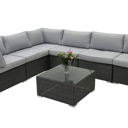 Rattan változó készlet SEVILLA 6 fő számára (antracit)