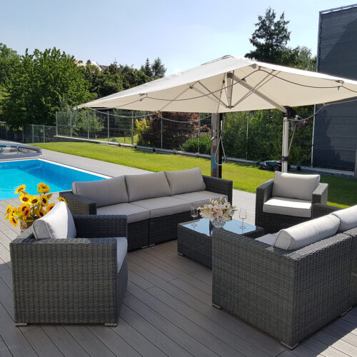 Rattan változó készlet SEVILLA 7 fő számára (antracit)