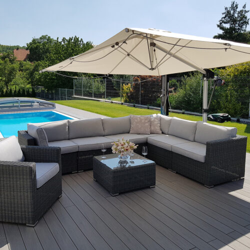 Rattan változó készlet SEVILLA 7 fő számára (antracit)