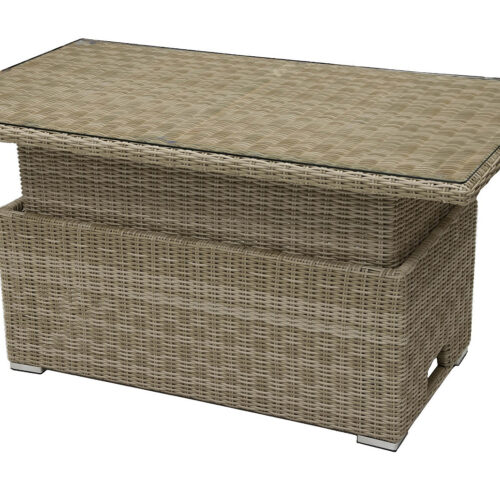 Kihúzható rattan étkezőasztal / tároló 140 x 80 cm SEVILLA (bézs)