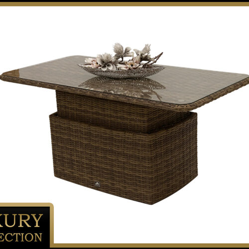Rattan asztali kihúzható étkező / tároló 150 x 80 cm BORNEO LUXURY (barna)