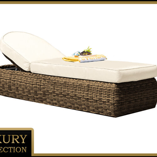 Rattan nyugágy állítható párnázat 198 x 68 cm BORNEO LUXURY (barna)