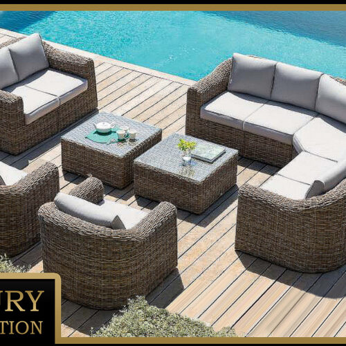 Rattan moduláris készlet BORNEO LUXURY 9 fő részére (barna)