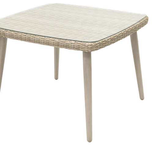 Kerti rattan asztal üveggel VICTORIA 100 x 100 cm (bézs)