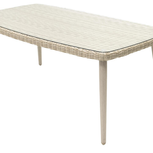 Kerti rattan asztal üveggel VICTORIA 180 x 100 cm (bézs)