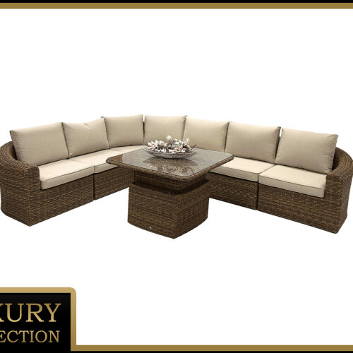 Rattan moduláris készlet sarok BORNEO LUXURY 6 személyes (barna)