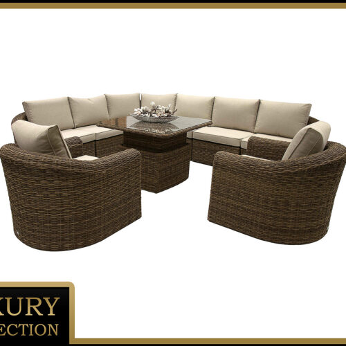 Rattan moduláris készlet sarok BORNEO LUXURY 8 személyes (barna)