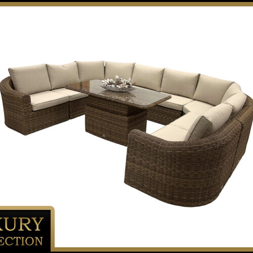 Rattan moduláris étkezőgarnitúra BORNEO LUXURY 8 személyes (barna)