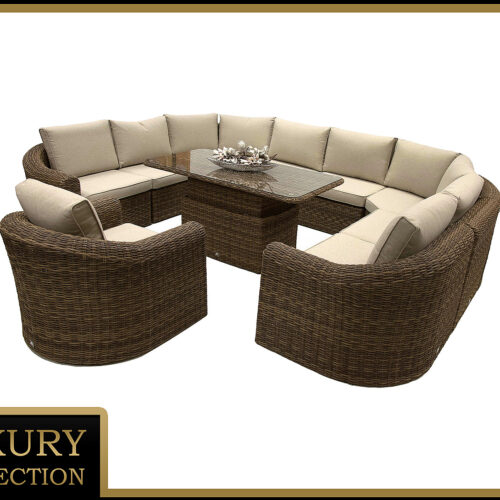 Rattan moduláris étkezőgarnitúra BORNEO LUXURY 9 személyes (barna)