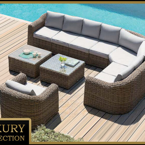Rattan moduláris készlet BORNEO LUXURY 8 személyes (barna)
