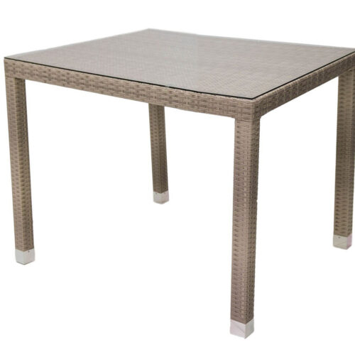 Kerti rattan asztal NAPOLI 80x80 cm-es (szürke-bézs)