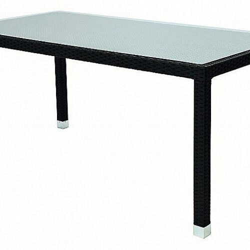 Kerti rattan asztal NAPOLI 160x80 cm-es (fekete)
