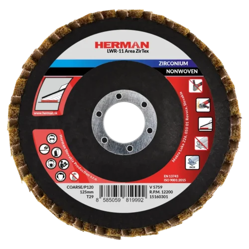 Kombinált lamellás tárcsa HERMAN LWR-11 Area ZirTex 125mm | Zirconia | coarse / P120
