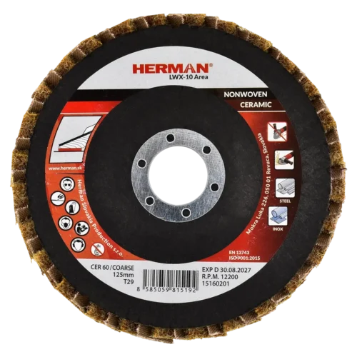 Kombinált lamellás tárcsa HERMAN LWX-10 Area CerTex 125mm | ceramic | coarse / P60