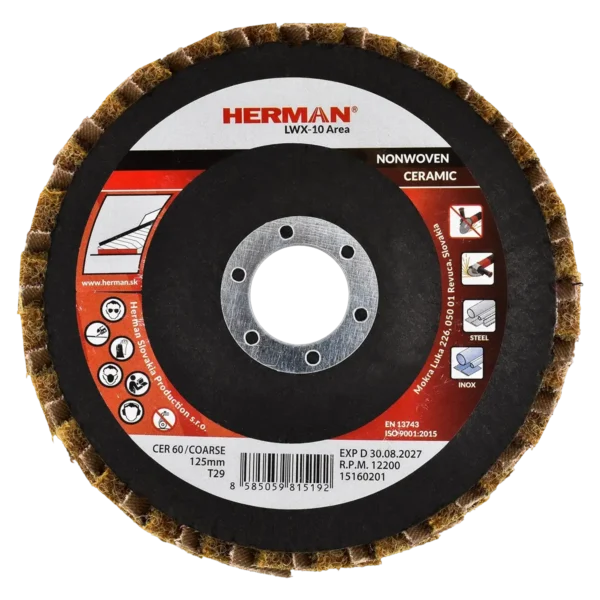 Kombinált lamellás tárcsa HERMAN LWX-10 Area CerTex 125mm | ceramic | coarse / P60