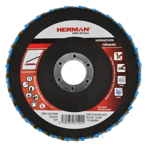 Kombinált lamellás tárcsa HERMAN LWX-10 Area CerTex 125mm | ceramic | fine / P120