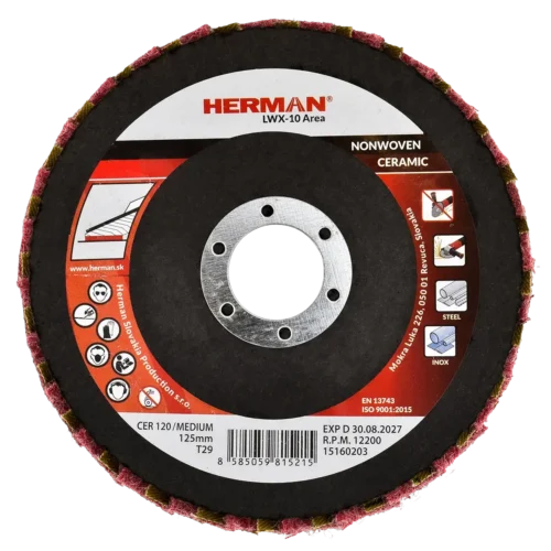 Kombinált lamellás tárcsa HERMAN LWX-10 Area CerTex 125mm | ceramic | medium / P120