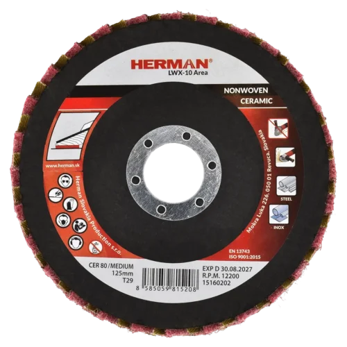 Kombinált lamellás tárcsa HERMAN LWX-10 Area CerTex 125mm | ceramic | medium / P80