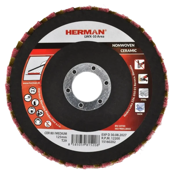 Kombinált lamellás tárcsa HERMAN LWX-10 Area CerTex 125mm | ceramic | medium / P80
