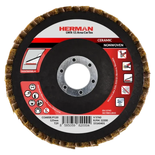 Kombinált lamellás tárcsa HERMAN LWX-11 Area CerTex 125mm | ceramic | coarse / P120