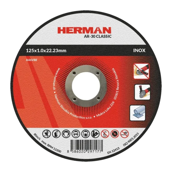 Vágótárcsa HERMAN AR-30 Classic | Rozsdamentes acélhoz 125x1