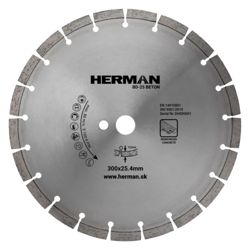 Gyémánt tárcsa HERMAN BD-25 Beton 300x25