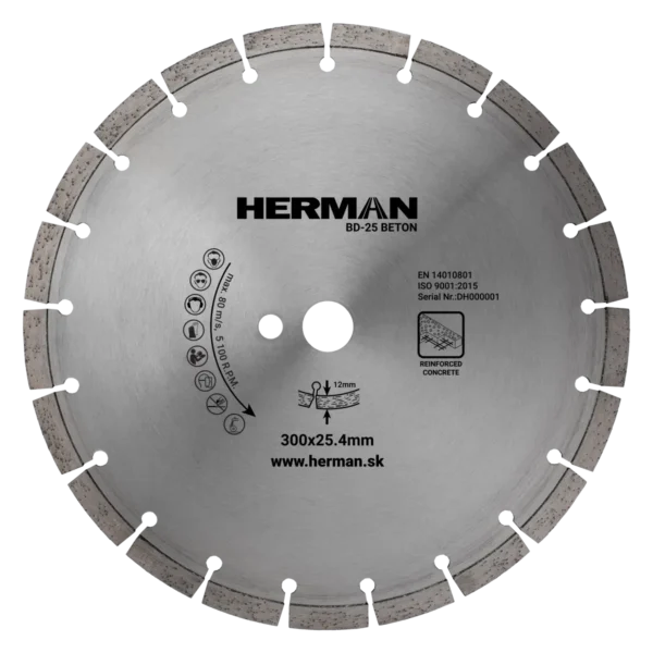 Gyémánt tárcsa HERMAN BD-25 Beton 300x25