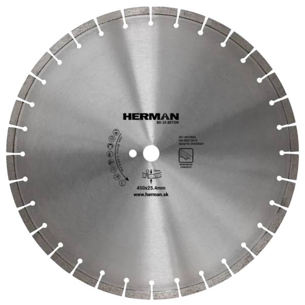 Gyémánt tárcsa HERMAN BD-25 Beton 450x25