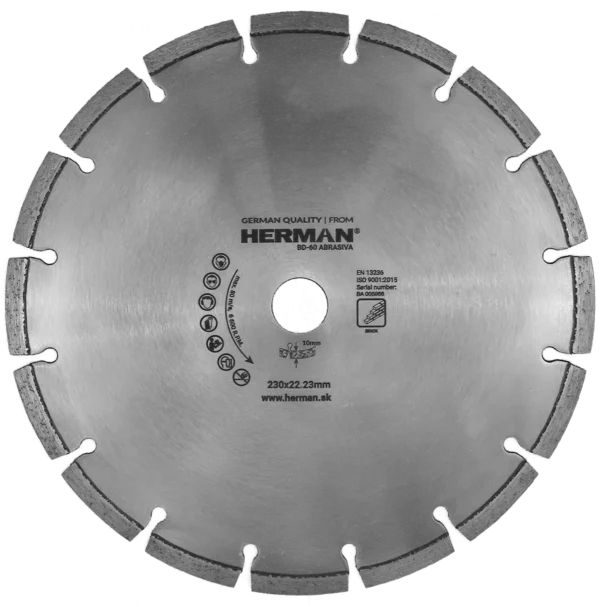 Gyémánt tárcsa HERMAN BD-60 Abrasiva 230x22