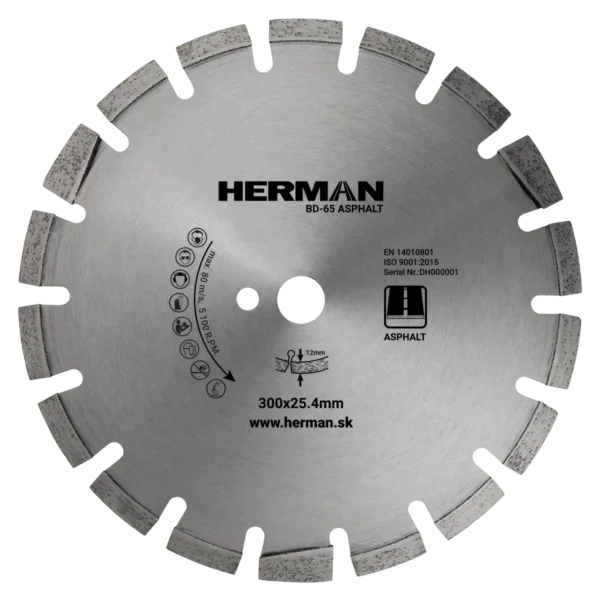 Gyémánt tárcsa HERMAN BD-65 Asphalt 300x25