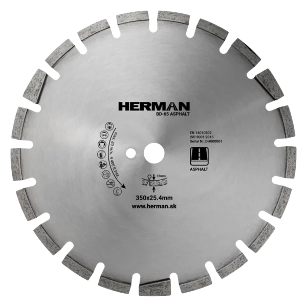 Gyémánt tárcsa HERMAN BD-65 Asphalt 350x25