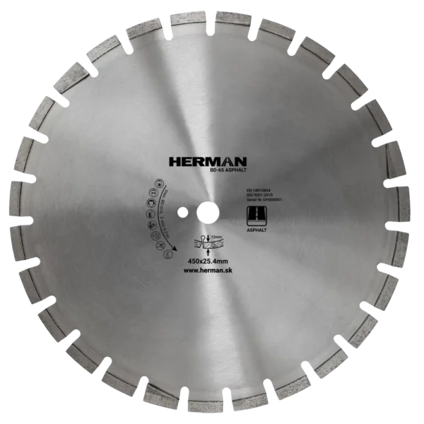 Gyémánt tárcsa HERMAN BD-65 Asphalt 450x25