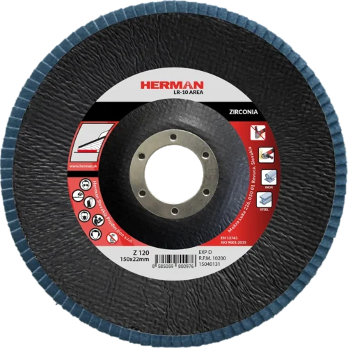 Lamellás csiszolótárcsa HERMAN LR-10 Area 150mm | P120 | zirconia