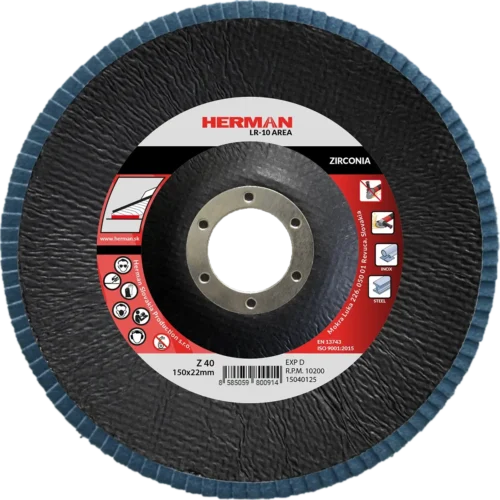 Lamellás csiszolótárcsa HERMAN LR-10 Area 150mm | P40 | zirconia