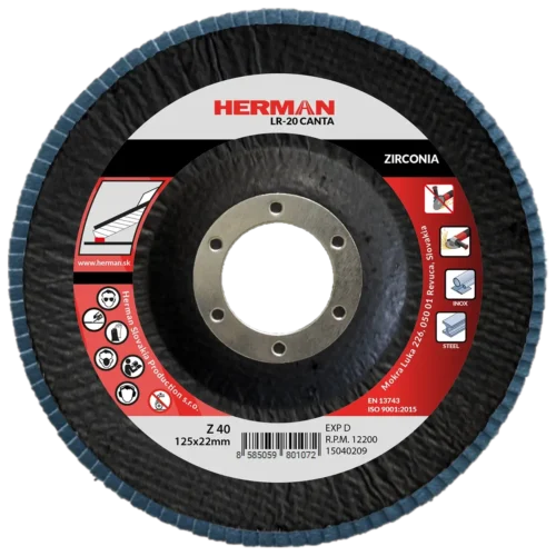 Lamellás csiszolótárcsa HERMAN LR-20 Canta 125mm | P40 | zirconia