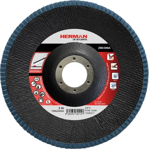 Lamellás csiszolótárcsa HERMAN LR-20 Canta 150mm | P40 | zirconia