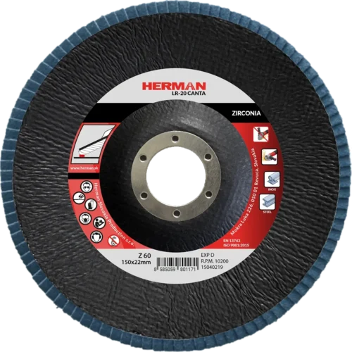 Lamellás csiszolótárcsa HERMAN LR-20 Canta 150mm | P60 | zirconia