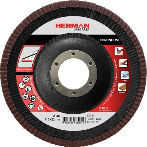 Lamellás csiszolótárcsa HERMAN LS-10 Area 115mm | P40 | corundum
