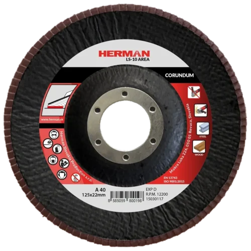Lamellás csiszolótárcsa HERMAN LS-10 Area 125mm | P40 | corundum