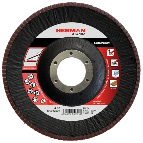 Lamellás csiszolótárcsa HERMAN LS-10 Area 125mm | P80 | corundum