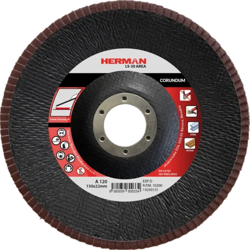 Lamellás csiszolótárcsa HERMAN LS-10 Area 150mm | P120 | corundum
