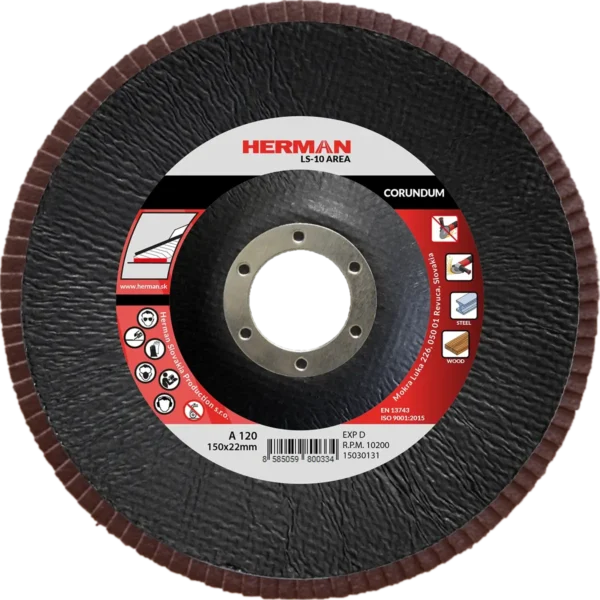Lamellás csiszolótárcsa HERMAN LS-10 Area 150mm | P120 | corundum