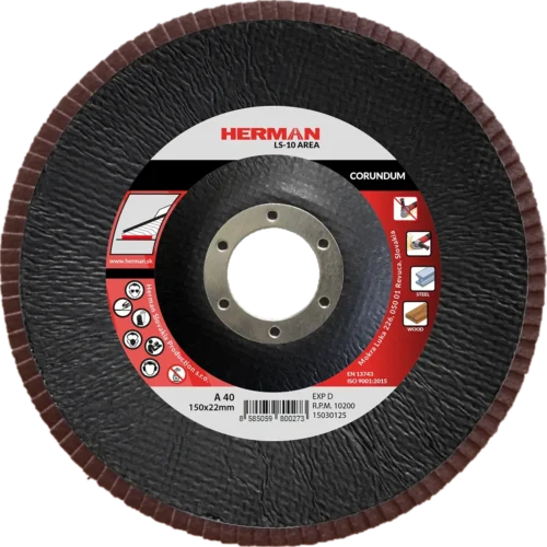 Lamellás csiszolótárcsa HERMAN LS-10 Area 150mm | P40 | corundum