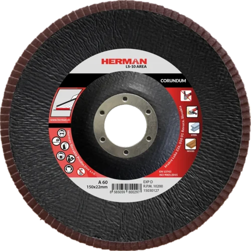Lamellás csiszolótárcsa HERMAN LS-10 Area 150mm | P60 | corundum