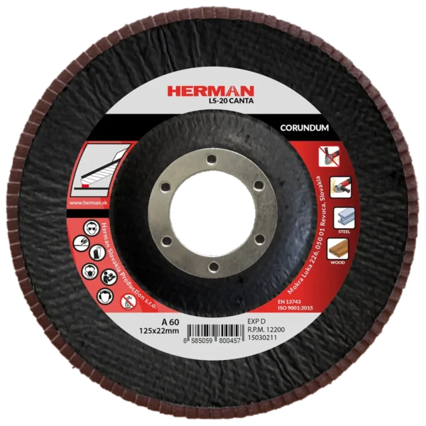 Lamellás csiszolótárcsa HERMAN LS-20 Canta 125mm | P60 | corundum